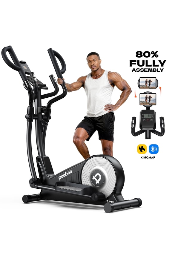 Elliptical Machine 16 Levels Resistance Built-in Blue Elliptical Trainers with LCD Monitor Smooth Quiet Driven 400lbs Capacity 17inch Stride Length