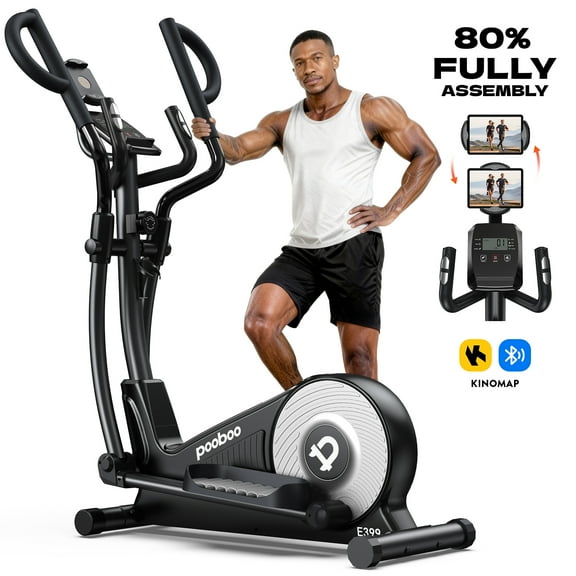 HASIMAN Elliptical Machine 16 Levels Resistance Built-in Blue Elliptical Trainers with LCD Monitor Smooth Quiet Driven 400lbs Capacity 17inch Stride Length