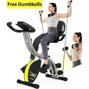 Pooboo Exercise Bike Folding Stationary Cycling Bicycle Indoor Upright Recumbent Exercise Bike with LCD Monitor Maximum Weight 300lb
