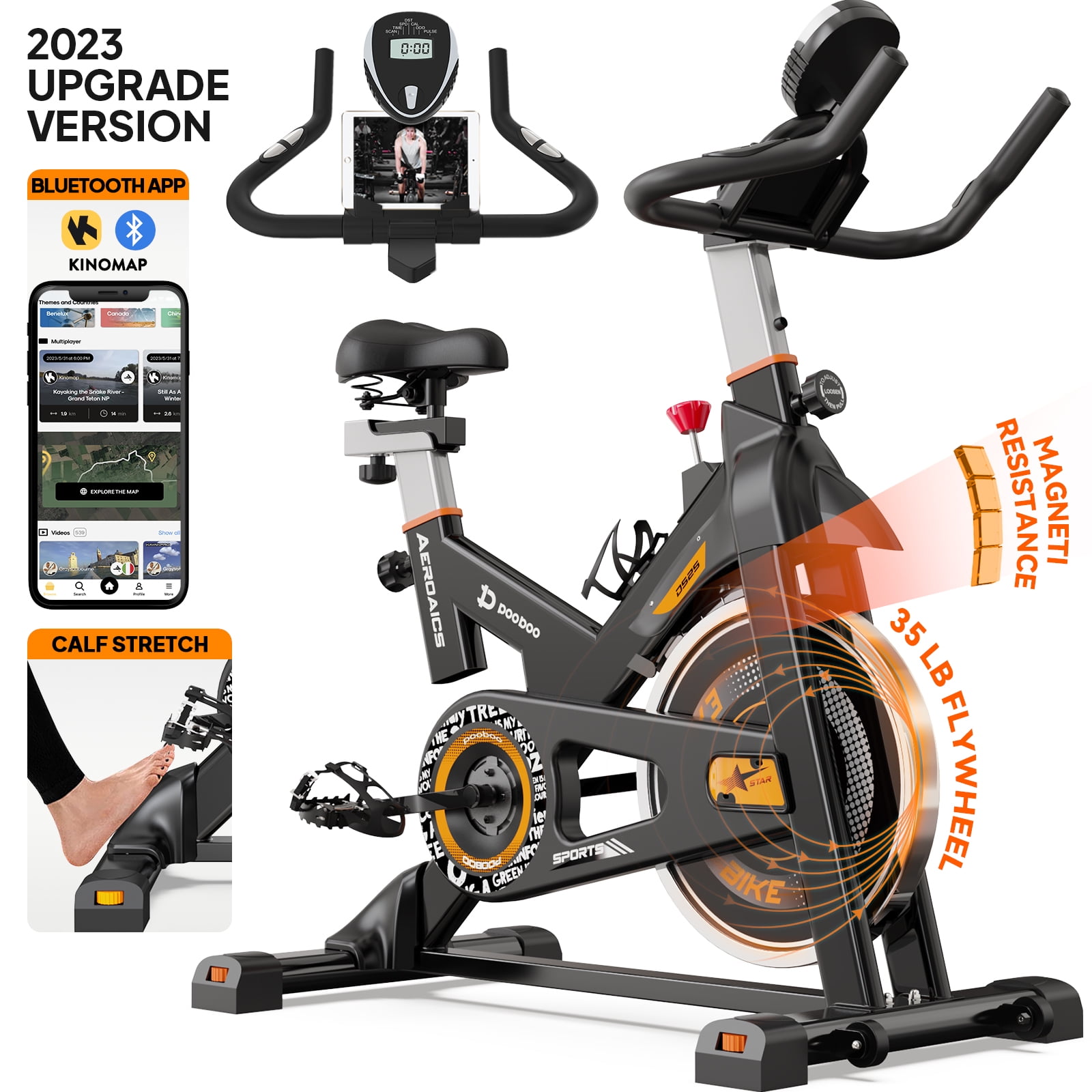 Pooboo Exercise Bike Indoor Cycling Bike Magnetic Cycle Bicycle 16-Level Stationary Magnetic Resistance for Home Office Cardio Workout Machine Max Weight 350 lbs