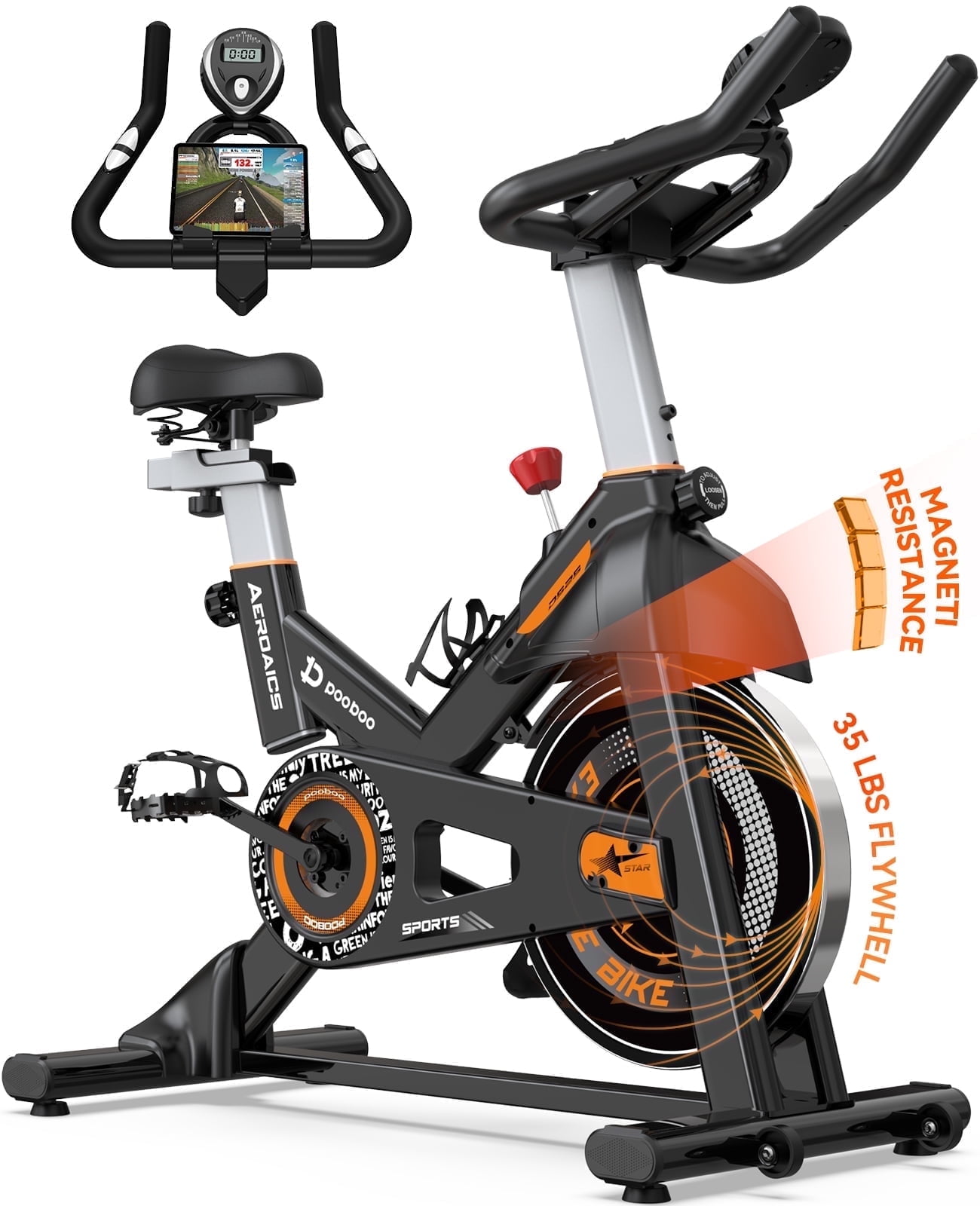 Pooboo Exercise Bike Indoor Cycling Bike Magnetic Cycle Bicycle Adjustable Stationary Magnetic Resistance for Home Office Cardio Workout Machine Max Weight 350 lbs Shop Black Friday Deals for 2024 Wal...