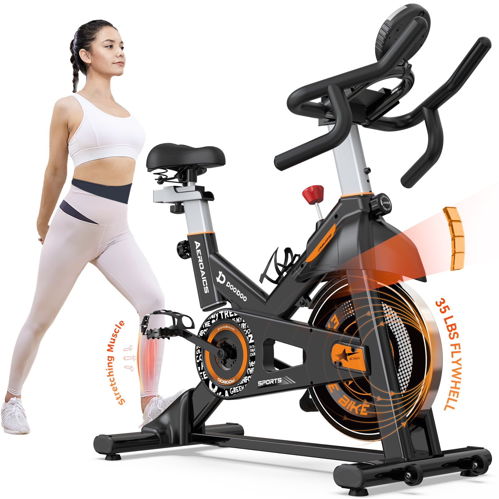 Pooboo Indoor Stationary Exercise bike Cycling Bicycle with