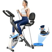 Pooboo Foldable Exercise Bike Magnetic Indoor Cycling Bike 3 in 1 Stationary Bike 220 lbs Capacity