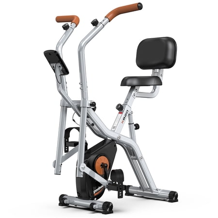cycool Magnetic Exercise Bike for Seniors with Arm Exerciser, Quiet Foldable Cycle for Home