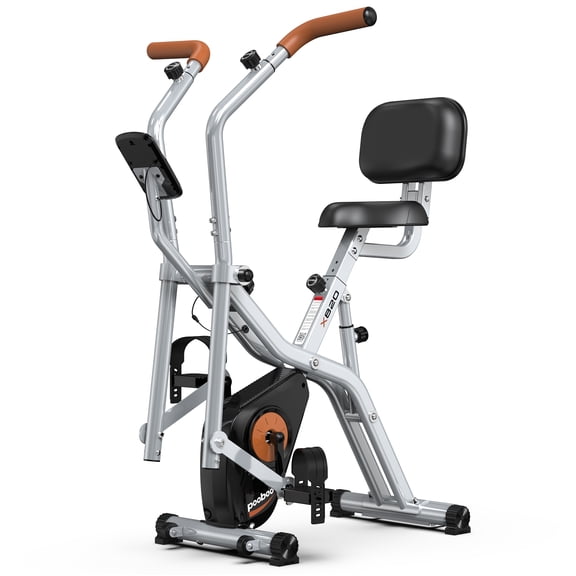 cycool Magnetic Exercise Bike for Seniors with Arm Exerciser, Quiet Foldable Cycle for Home