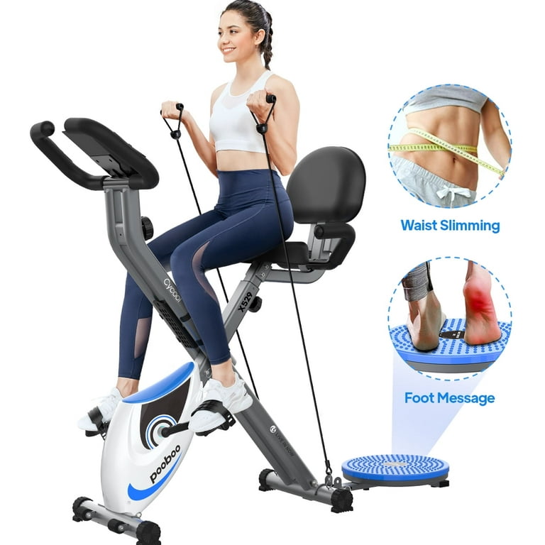 Pooboo Folding Exercise Bike Cycool X Bike Indoor Home Cardio Quiet Cycling Bicycle with 8 Level Adjustable Magnetic Resistance Stationary Bike with