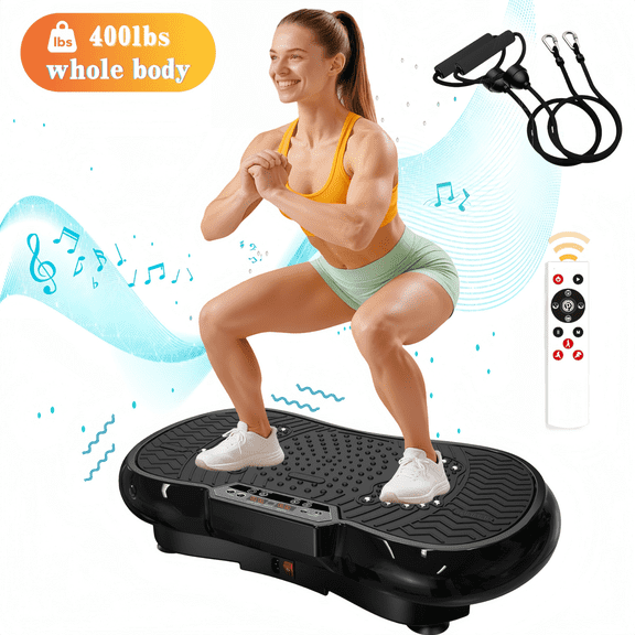 LNOW Vibration Plate Exercise Machine, Vibrating Muscle Toner for Fat Burning, Whole Body Workout Vibration Platform with Bluetooth & Massage Pedals for Home Fitness 400lbs