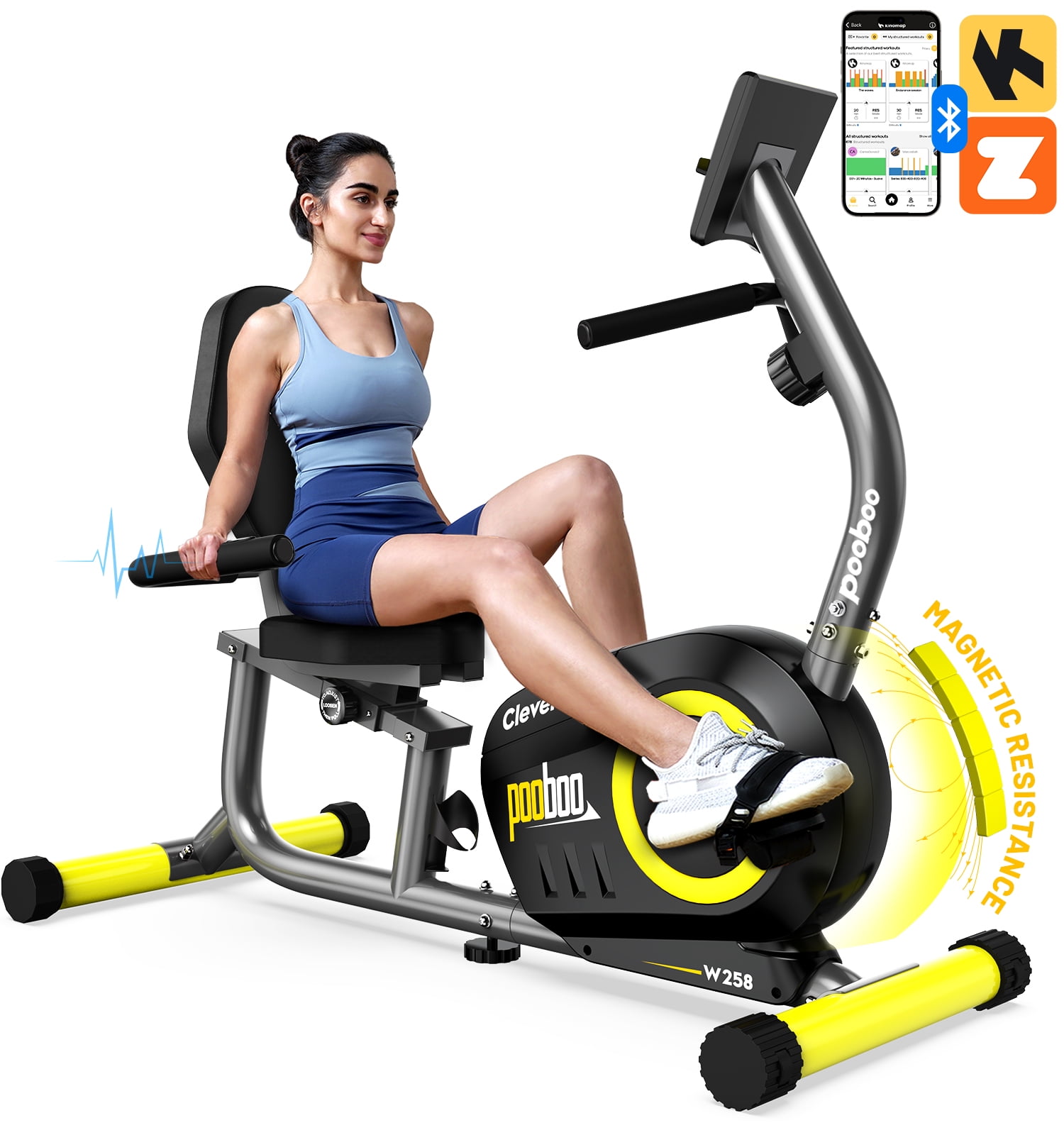 Pooboo Recumbent Exercise Bikes Sit Down Stationary Bicycle Resistance Indoor Cycling