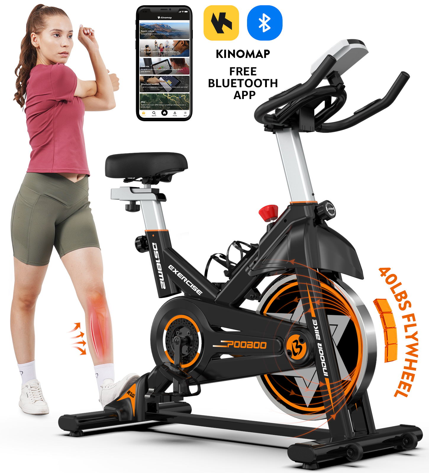 Pooboo Indoor Cycling Bike Exercise Bikes Stationary Magnetic Resistance for Home Cardio Workout Machine 350lb Flywheel 35lbs - image 1 of 10