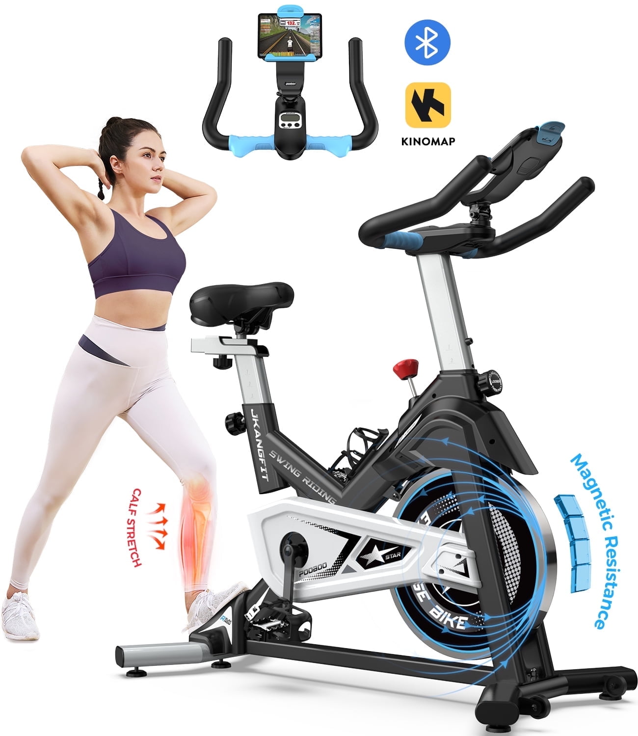 Pooboo Indoor Cycling Bike Magnetic Stationary Exercise Bikes Home Cardio Workout Bicycle Machine Flywheel Weight 40lbs