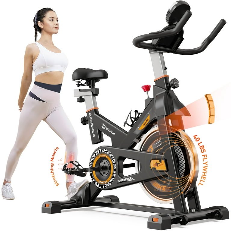 Spinning Bike Exercise Bike for Home Gym, Static Bicycle with Silent Belt  Drive-Magnetic Control Resistance, Aerobic Exercise Spin Bike