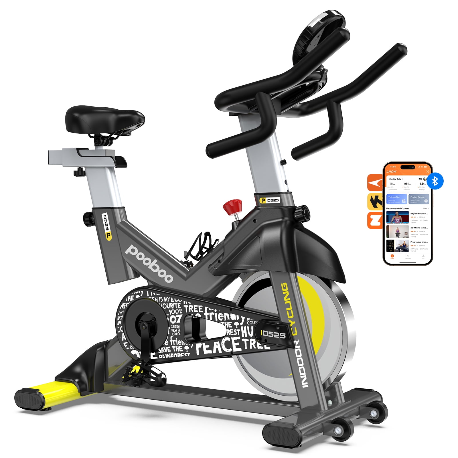 Pooboo Indoor Stationary Exercise bike Cycling Bicycle with LCD Monitor for Indoor Cardio Workout Max Weight 350 Lbs