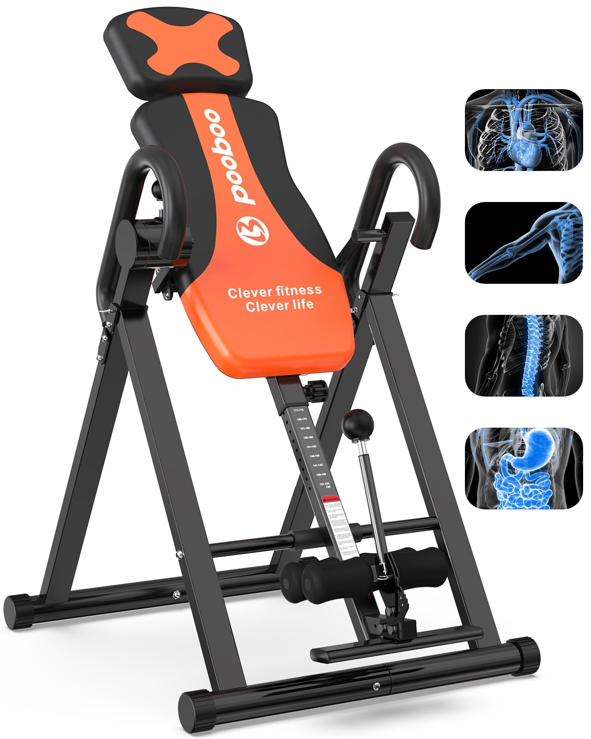 Pooboo Spine Gravity Hang Inversion Table for Back Pain and Strength