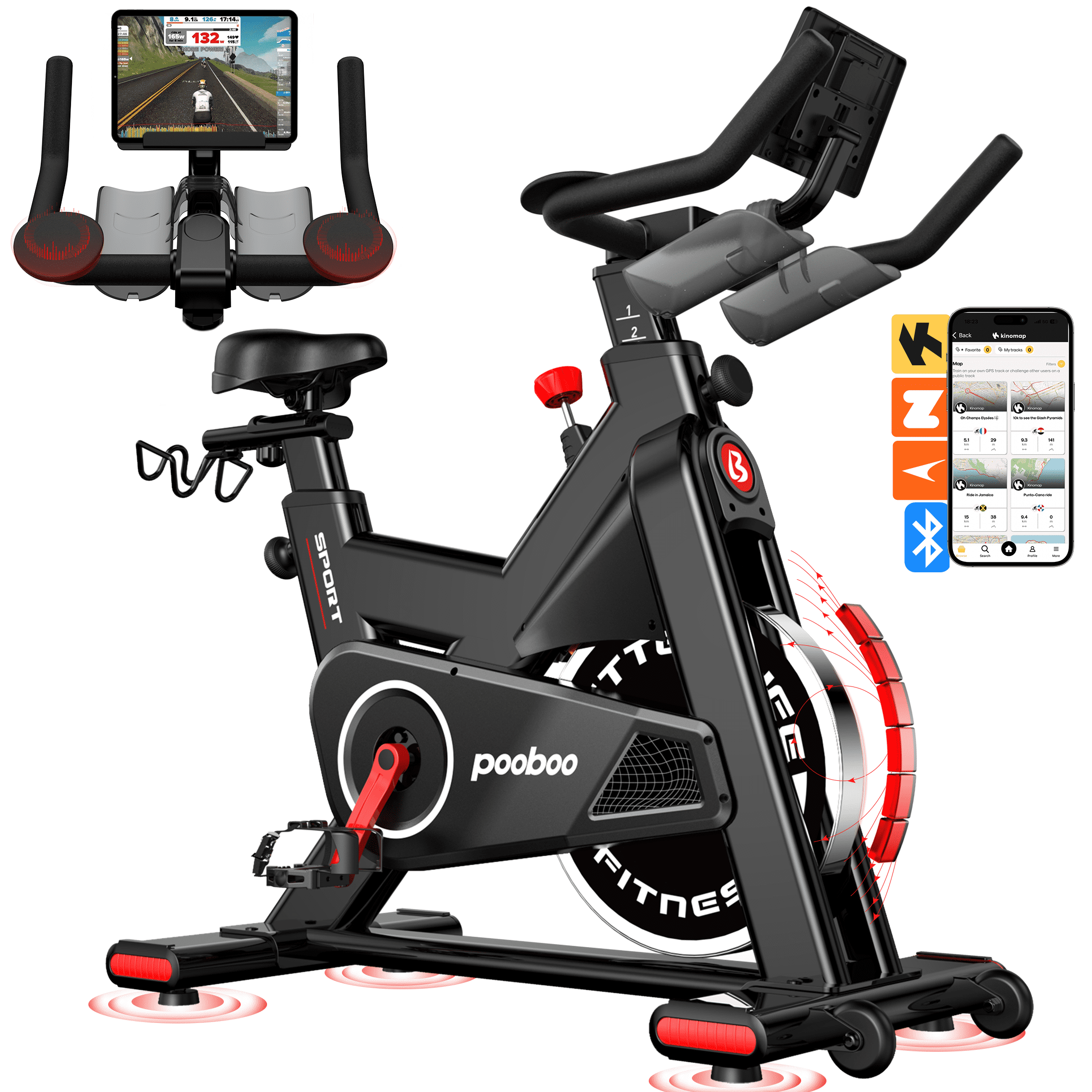 Pooboo Commercial Exercise Bike Pro Magnetic Stationary Bicycles