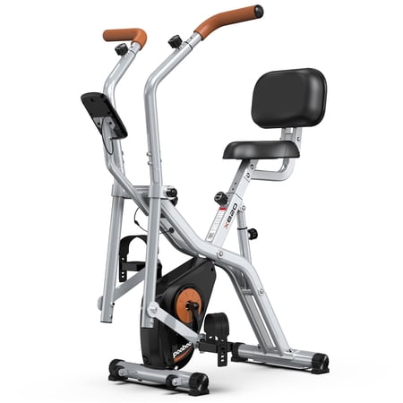 LNOW Magnetic Exercise Bike for Seniors with Arm Exerciser, Quiet Foldable Cycle for Home