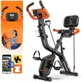 thumbnail image 1 of 4-in-1 Exercise Bike, Foldable Stationary Bike, Tri-Position Indoor Cycling Bike with 8-Level Resistance, Arm Resistance Bands, Pulse Sensor & Back Support Cushion for Home Gym Workout, 1 of 5