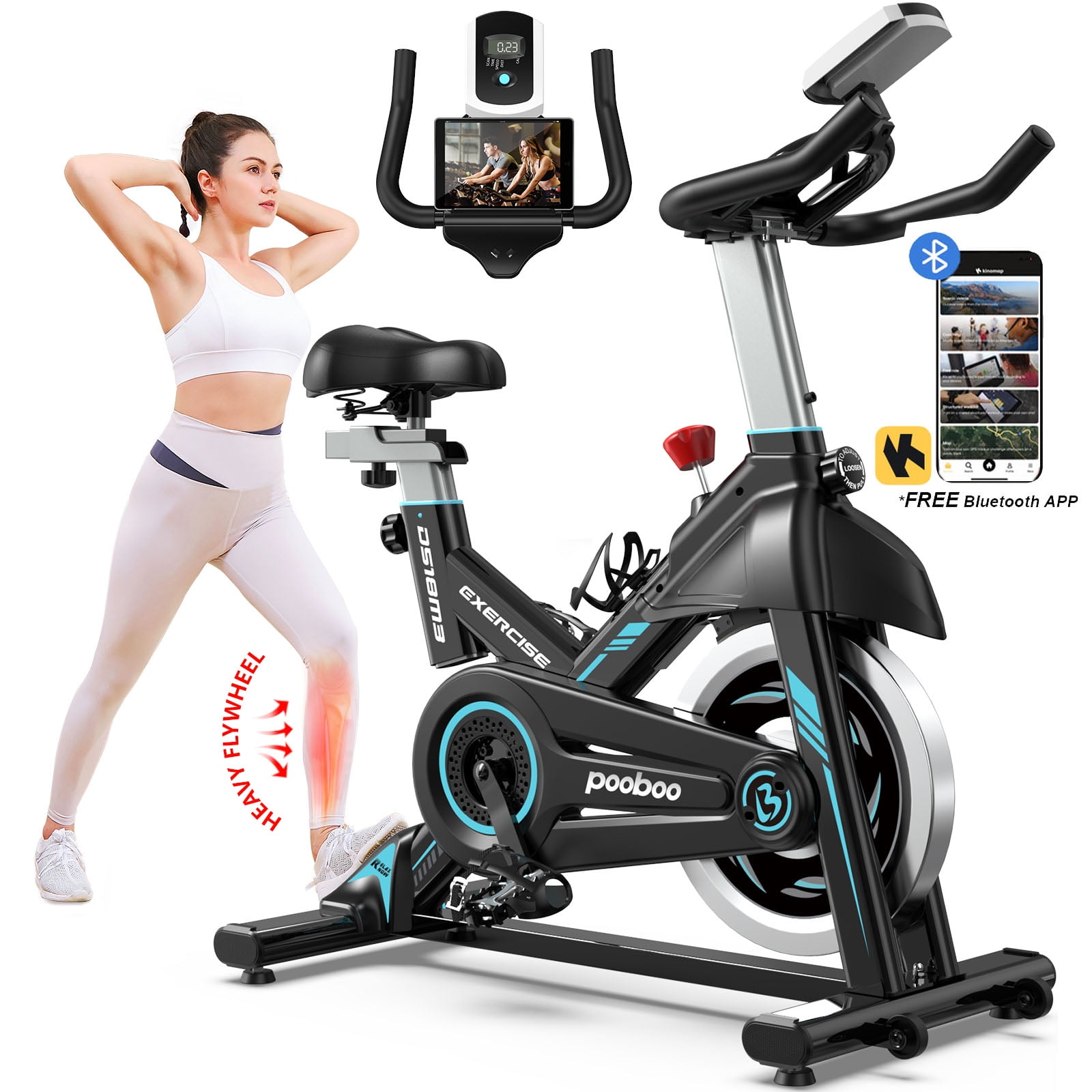 Pooboo Professional Indoor Cycling Bike Stationary Exercise Bikes Home Cardio Workout Bicycle Machine 350lb Flywheel Weight 40lbs