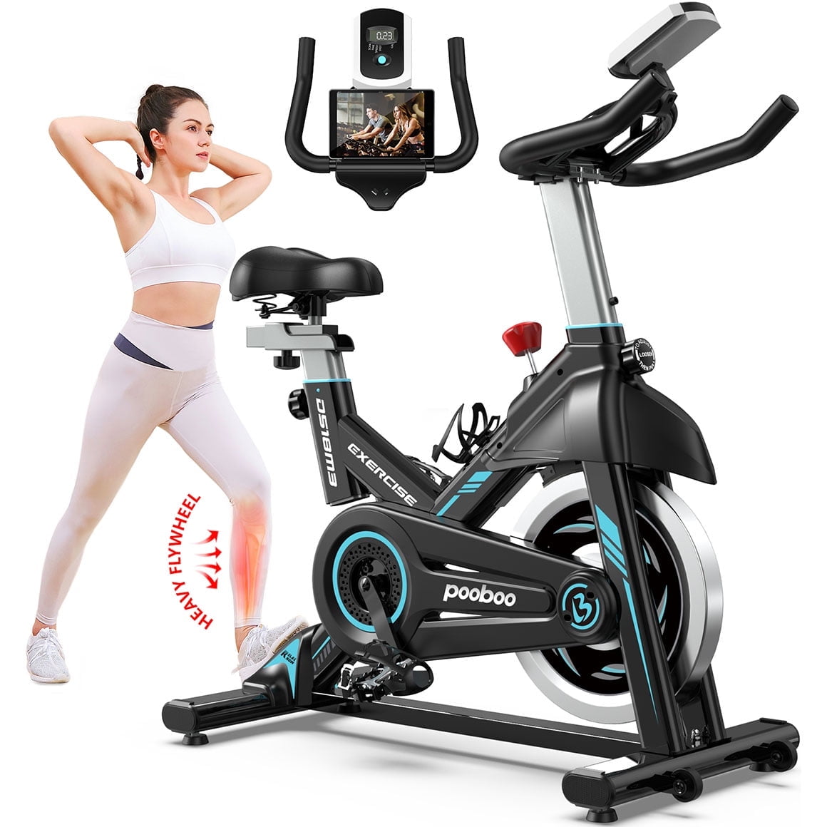 Pooboo Professional Indoor Cycling Bike Stationary Exercise Bikes Home Cardio Workout Bicycle Machine 350lb Flywheel Weight 40lbs