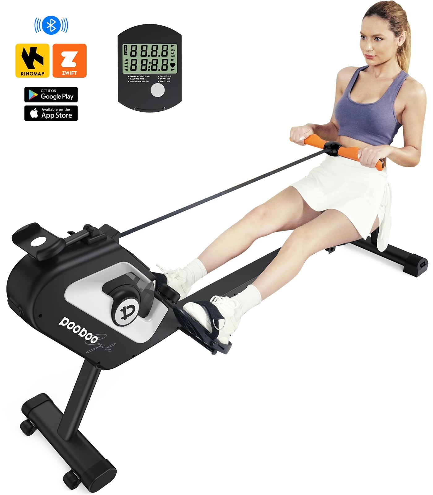 Magnetic Rowing Machine 2-Way Resistance Power10 Rower Bluetooth HRM