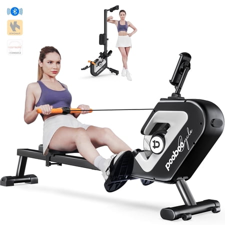 Pooboo Magnetic Rowing Machines Rower Foldable with 8 Level Resistance Indoor Rower Machines with Digital Monitor & Transport Wheels Max Weight up to 350 lbs