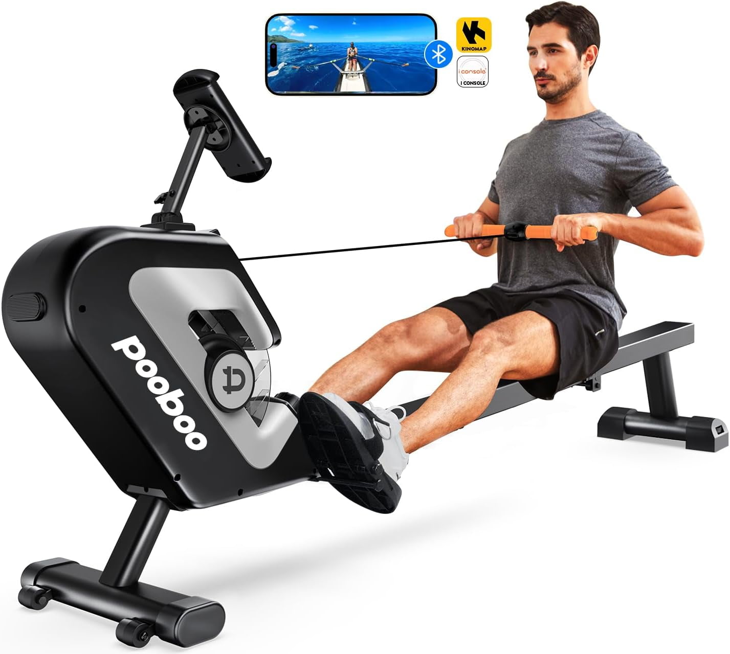 Pooboo Rowing Machines Rower Foldable with 8 Level Resistance