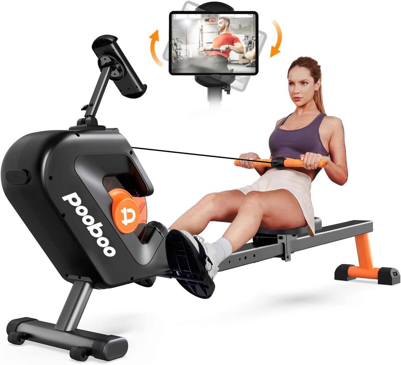 Deep Rowing Machine Pooboo Foldable Magnetic Rowing Machine, 8 Level Resistance, Digital ...