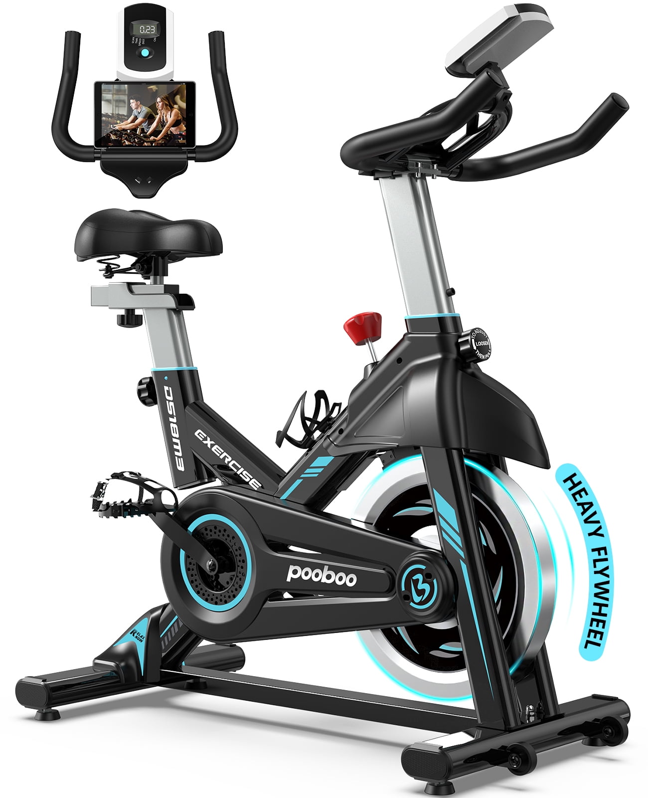 Lnow Professional Adjustable Stationary Exercise Bike Indoor Cycling Bike for Home Workout Cardio 350 lb Blue