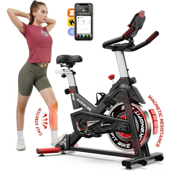 Pooboo Magnetic Exercise Bike Indoor Cycling Bike for Home Cardio Workout Stationary Bike Heavy-Duty Flywheel Quiet Belt Drive