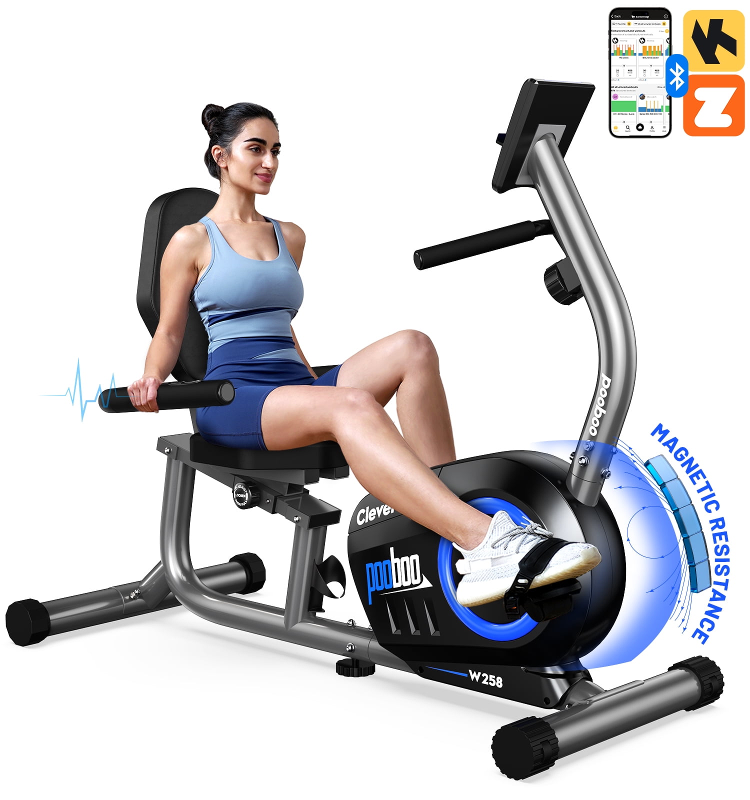 Pooboo Recumbent Exercise Bikes Sit Down Stationary Bicycle Magnetic Resistance Indoor Cycling Bike 330lb Walmart