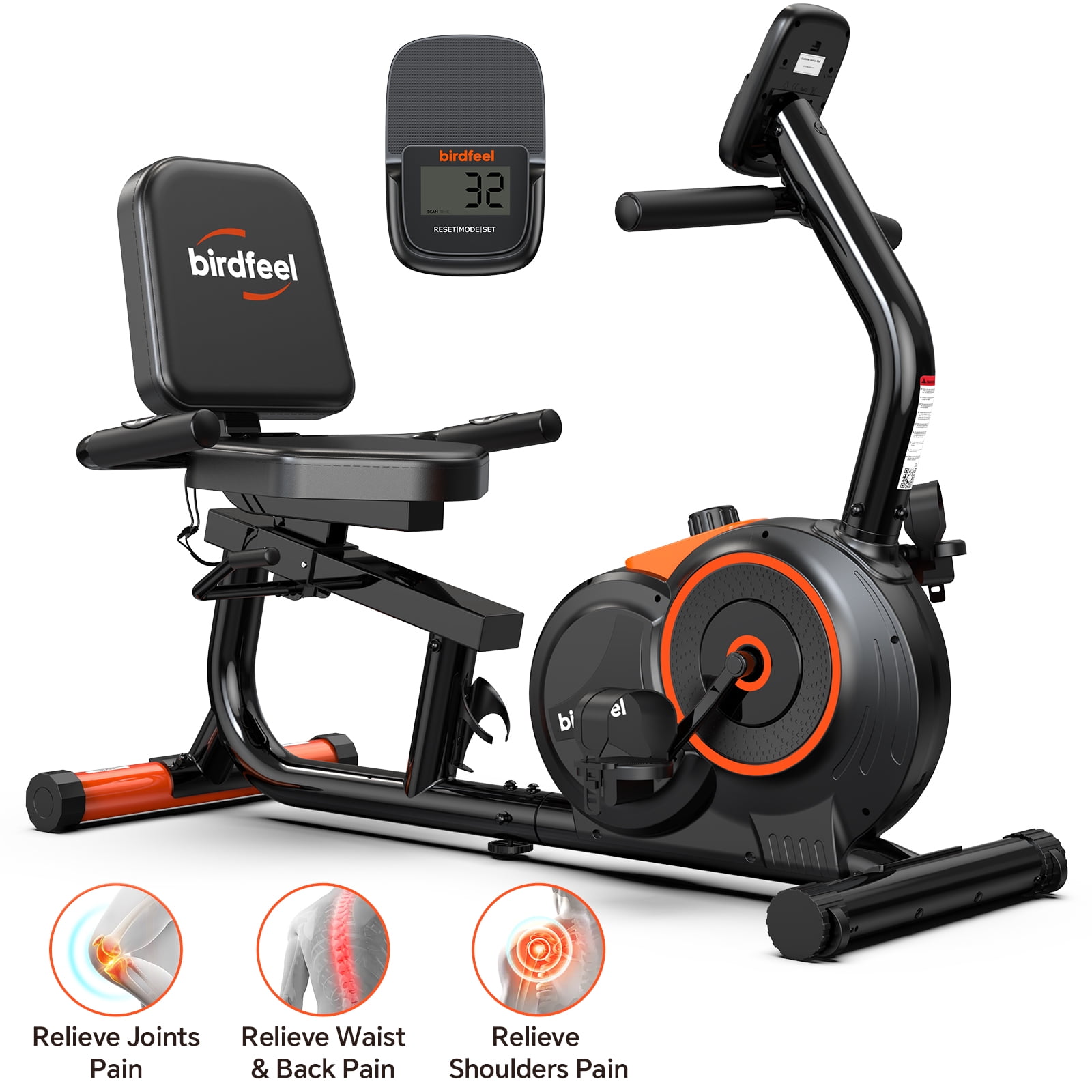LNOW Recumbent Exercise Bike for Home Use,Quiet recumbent stationary bike for Adult Seniors,16 Magnetic Resistance, Adjustable Seat & Pulse Sensors