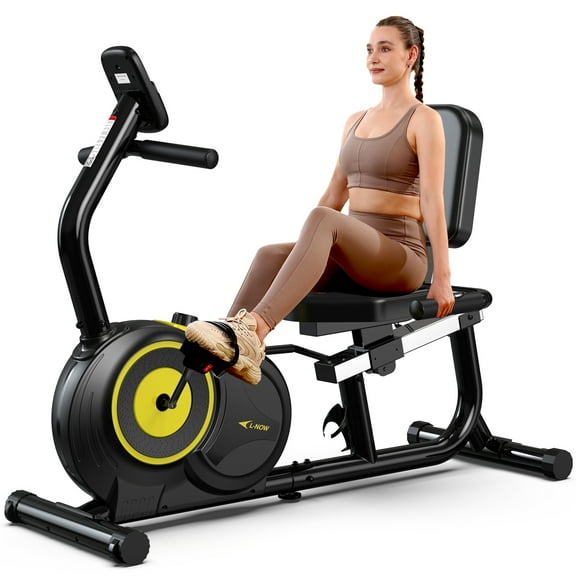 LNOW Recumbent Exercise Bike for Home Use,Quiet recumbent stationary bike for Adult Seniors,16 Magnetic Resistance, Adjustable Seat & Pulse Sensors