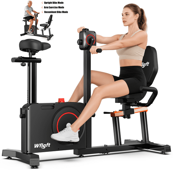 Cycool Unique Dual Mode Recumbent Exercise Bikes with Arm/Leg Exerciser Magnetic Resistance Indoor Cycling Bike For Seniors 400lb