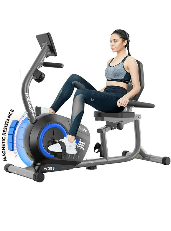 Pooboo Recumbent Exercise Bikes Sit Down Stationary Bicycle Magnetic Resistance Indoor Cycling Bike 380lb