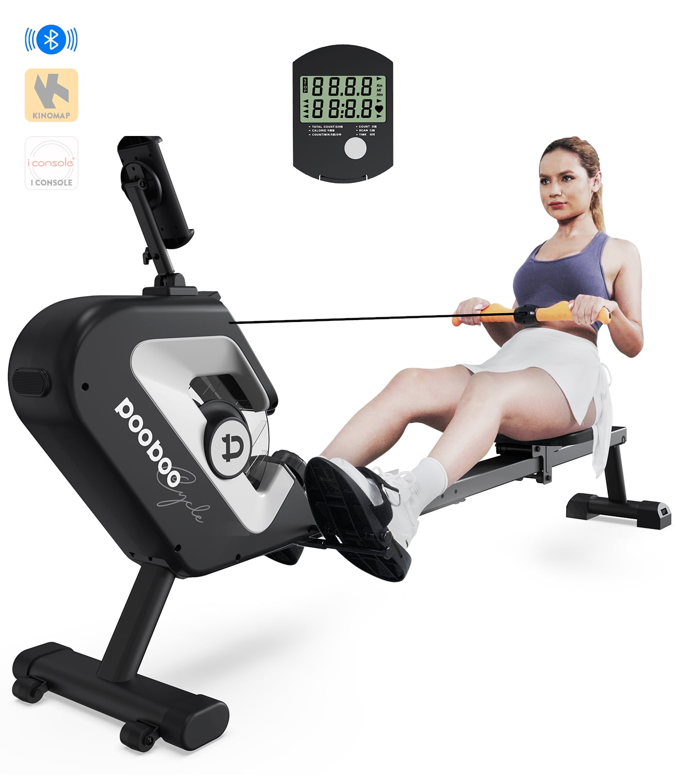 PowerMax Fitness RH-150 Foldable Exercise Rowing Machine with Magnetic  Resistance, Pull rope using pulley, LCD Monitor for Home Gym Workout