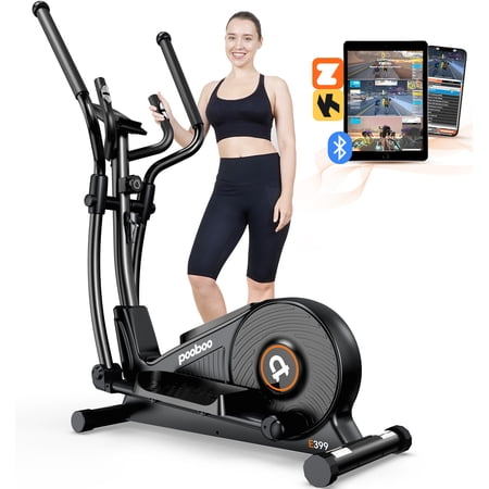 Pooboo Silent Magnetic Elliptical Bike Stationary Exercise Machine for Home Gym Cardio Workout 250lb