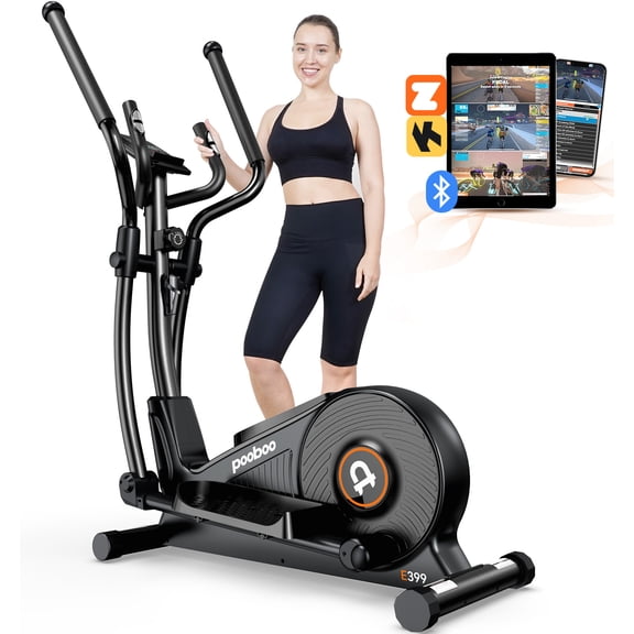 Pooboo Silent Magnetic Elliptical Bike Stationary Exercise Machine for Home Gym Cardio Workout 250lb