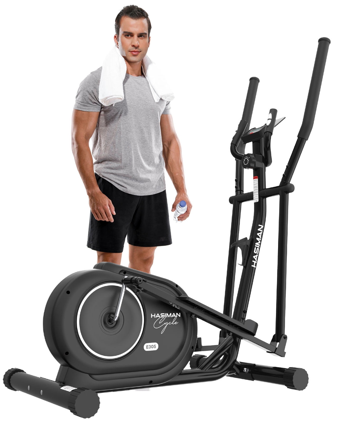 pooboo Silent Magnetic Elliptical Bike, 8-Level Resistance, 250lb