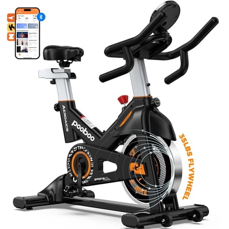Pooboo Indoor Stationary Exercise Bikes Cycling Bike Home Cardio Workout Bicycle Machine Havey Flywheel Comfortable Seat Cushion 350 Lbs