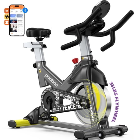 Indoor Exercise Bikes for Home Stationary Bicycle Magnetic 16 Levels Resistance Cycling Bike with Free APP Max Weight 360 Lbs