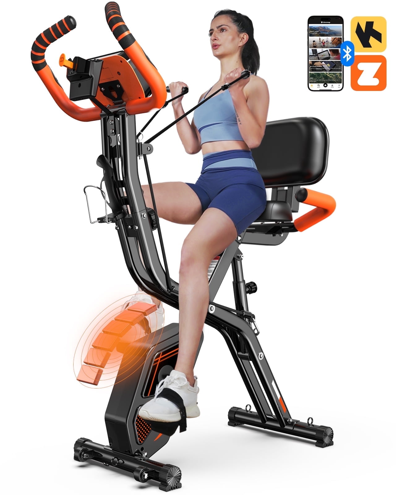 Pooboo Stationary Magnetic Upright Exercise Bike with 14 Levels Magnetic Resistance for Indoor Home Gym