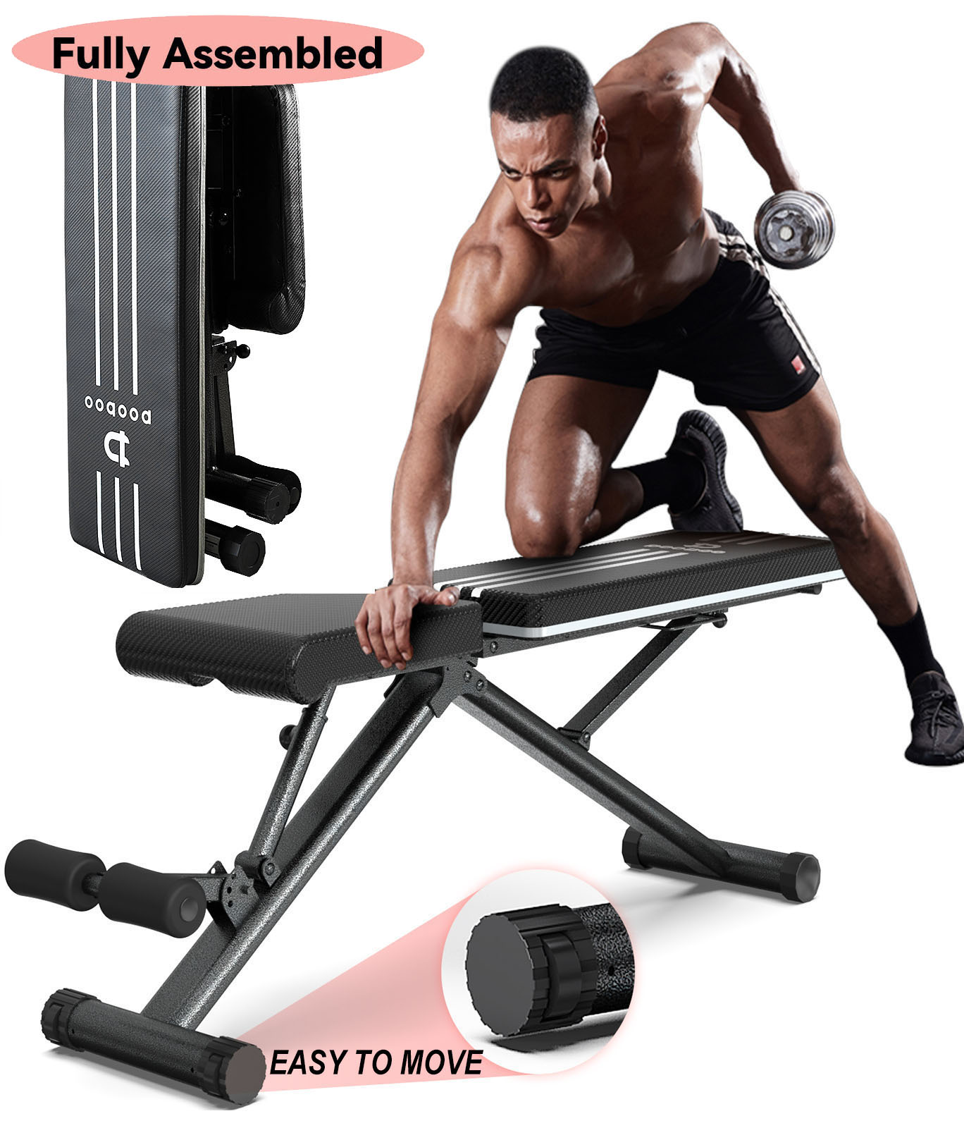 Yoleo Commercial Weight Bench, Adjustable/Foldable Strength Training Bench, Utility Incline