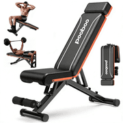 Pooboo Sturdy Foldable Weight Bench Adjustable Incline Strength Training Bench for Full Body Workout Home Gym 800lbs