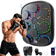Lnow Music Boxing Machine, 8 Targets Oversize Punching Trainer Wall Mounted Electronic Boxing Workout Equipment with 2 Gloves for Home Gym, Office