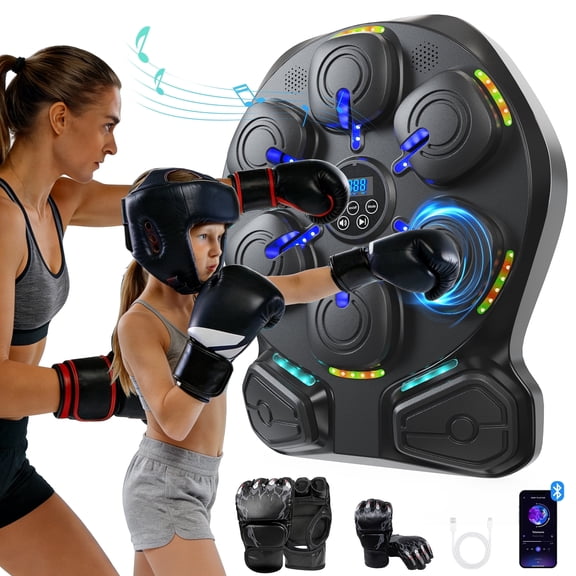 Lnow Music Boxing Machine, Boxing Wall Mount Machine with 8 targets for Teenage & Adult, Bluetooth Smart Boxing Training Machine with 2 Boxing Gloves, Boxing Workout Equipment Target for Home, Office