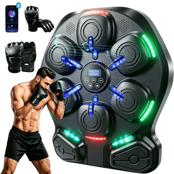Lnow Music Boxing Machine, Boxing Wall Mount Machine with 8 targets for Teenage & Adult, Bluetooth Smart Boxing Training Machine with 2 Boxing Gloves, Boxing Workout Equipment Target for Home, Office