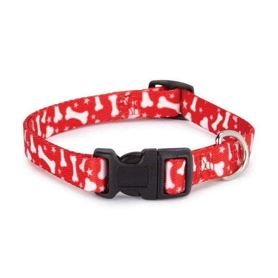 Pooch Pattern Pet Collars Classic Dog Bone Designs Choose Blue or Red & Size (Red xSmall 6 - 10 inches)