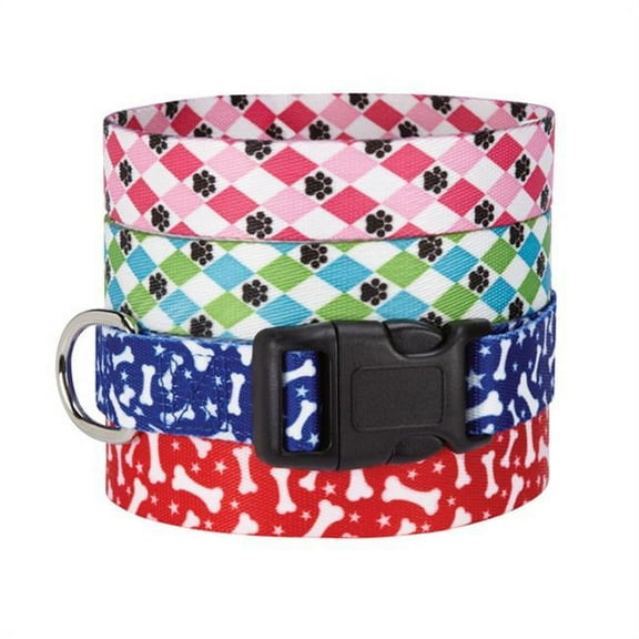 Pooch Patterns Collar 14-20 In Blue Argyle