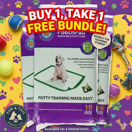 BUY 1 GET 1 FREE! PoochPads Disposable Dog Potty Pads Medium 18" x 28" 10-Pack Leak-Proof Training Pads
