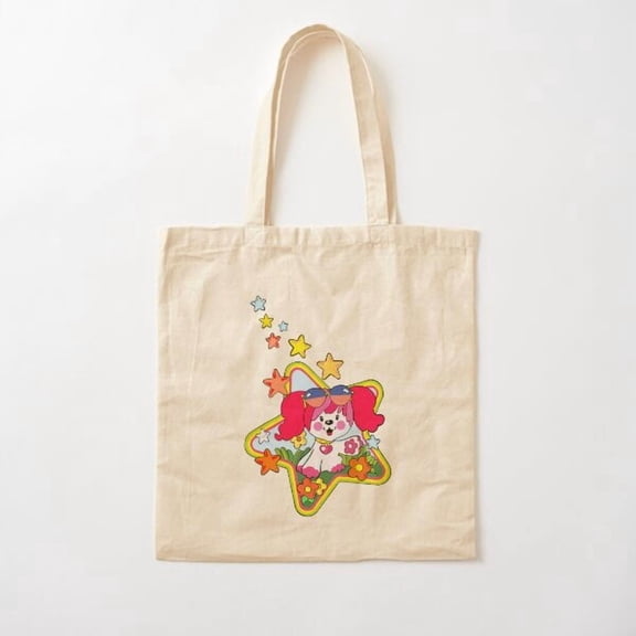 Poochie, Retro 80S Pink Dog Style 002 Canvas Tote Bags, Reusable Shopping Bag