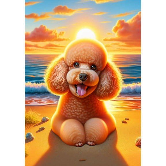 Poodle Apricot - Best of Breed DCR Summer Sunset Outdoor Garden Flag 12" x 17"